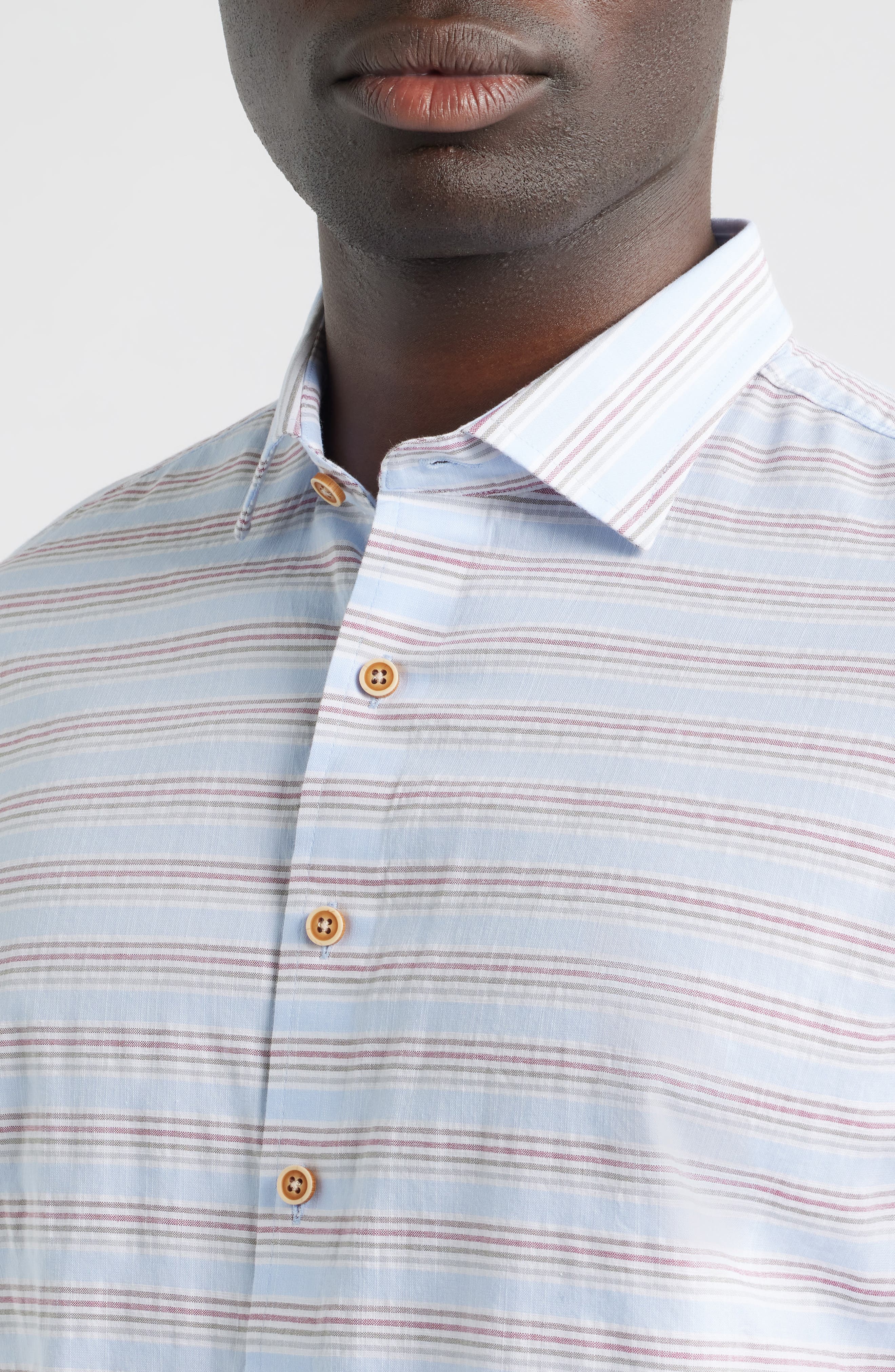 Leander Stripe Short Sleeve Button-Up Shirt - image 2