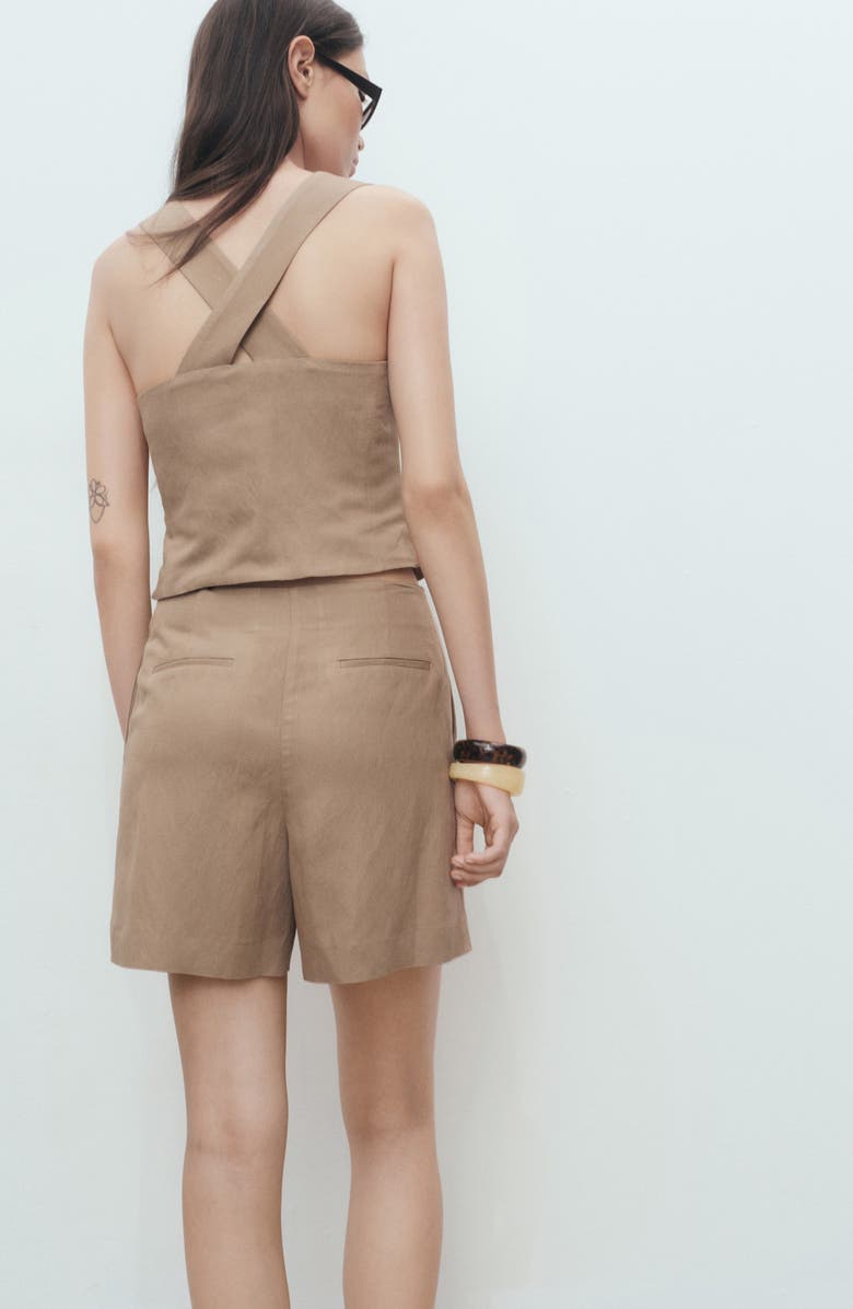 MANGO Flat Front Bermuda Shorts, Alternate, color, Brown