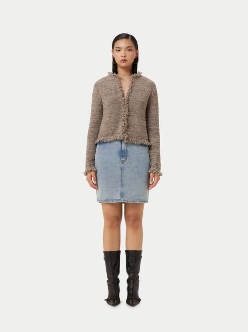 Gobi Mongolian Cashmere Organic Color Hook And Eye Closure Cashmere Cardigan In Taupe