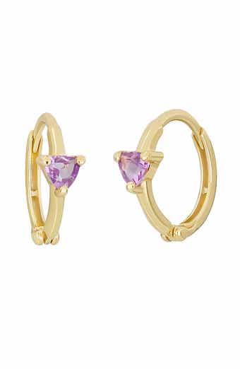 Bony Levy 14K Yellow Gold Amethyst Huggie Hoop Earrings