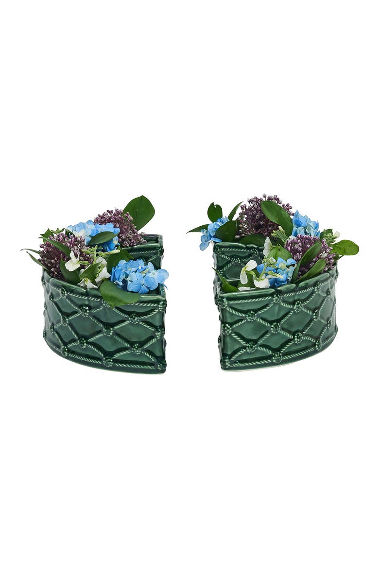 Berry & Thread Set of 2 Half Circle Vases, Alternate, color, BASIL