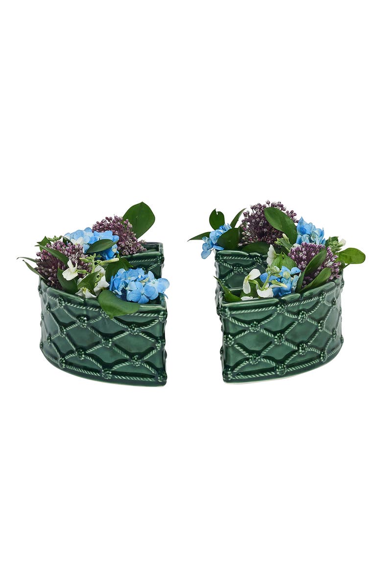 Juliska Berry & Thread Set of 2 Half Circle Vases, Alternate, color, Basil