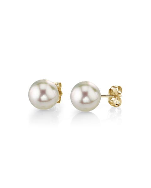 5.0-5.5mm White Akoya Round Pearl Stud Earrings