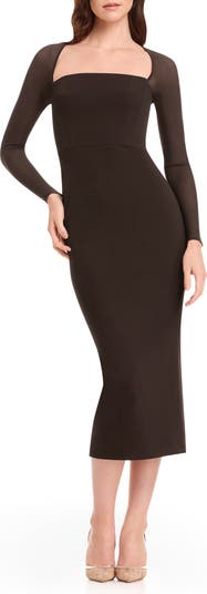 off shoulder blue midi dress Avec Les Filles Asymmetric Twist Front Dress Women's Dress Baja Blue : SM