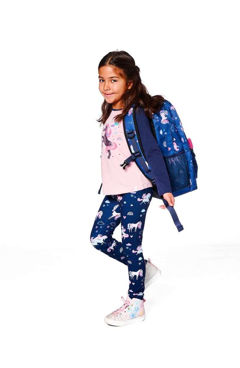 Deux par Deux Stretch Jersey Leggings Unicorn, Alternate, color, Navy