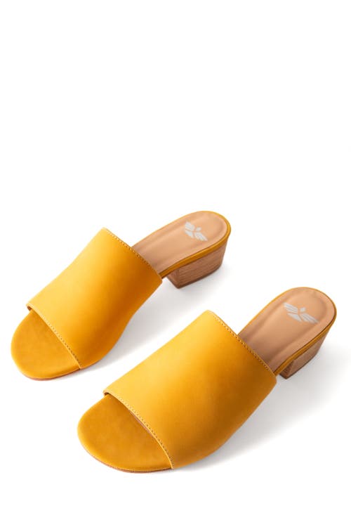 Fortress Rachel Heeled Slide Sandal In Amber Suede