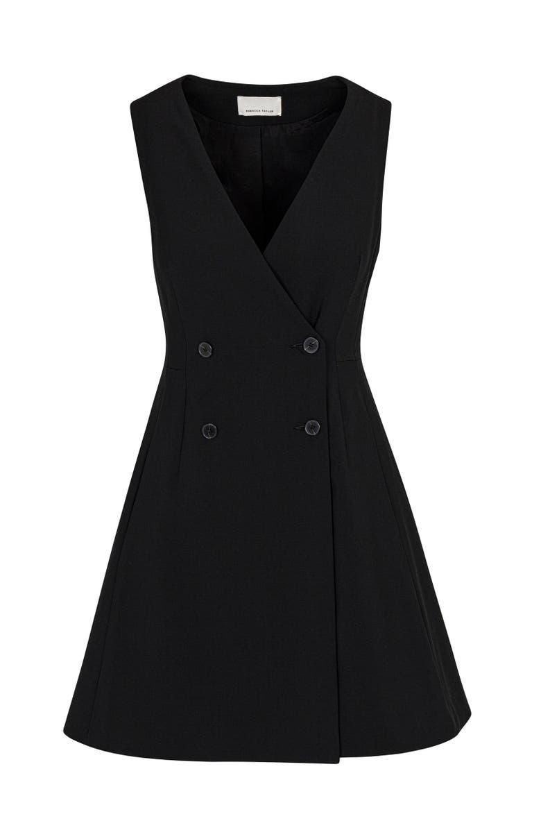 Rebecca Taylor Refined Suiting Double Breasted Mini Dress, Alternate, color, Black