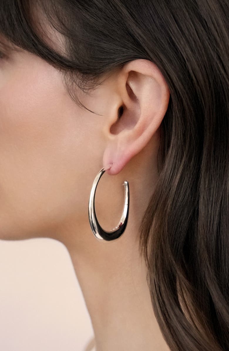Ettika Smooth Oval Hoop Earrings, Alternate, color, Silver