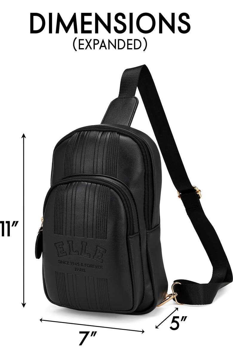ELLE Roamer 2.8L Vegan Leather Chic Crossbody Bag, Alternate, color, Black