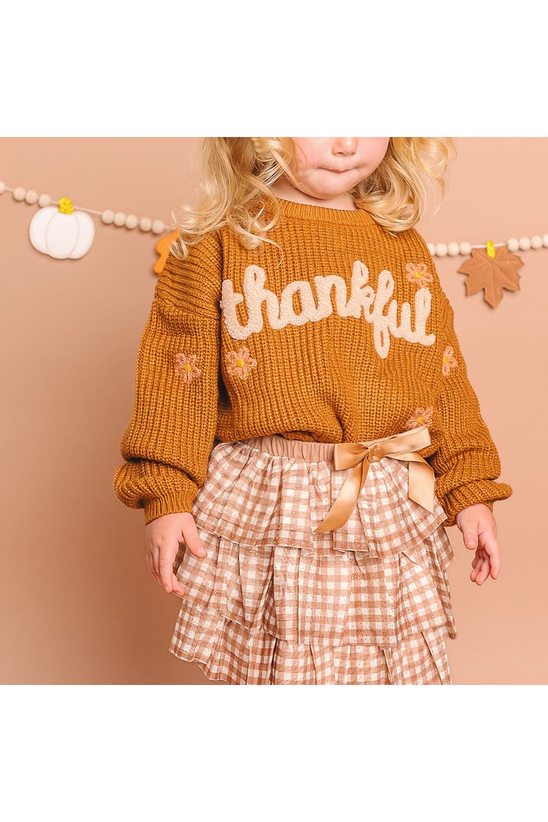 Thankful Thanksgiving Knit Sweater, Alternate, color, Rust