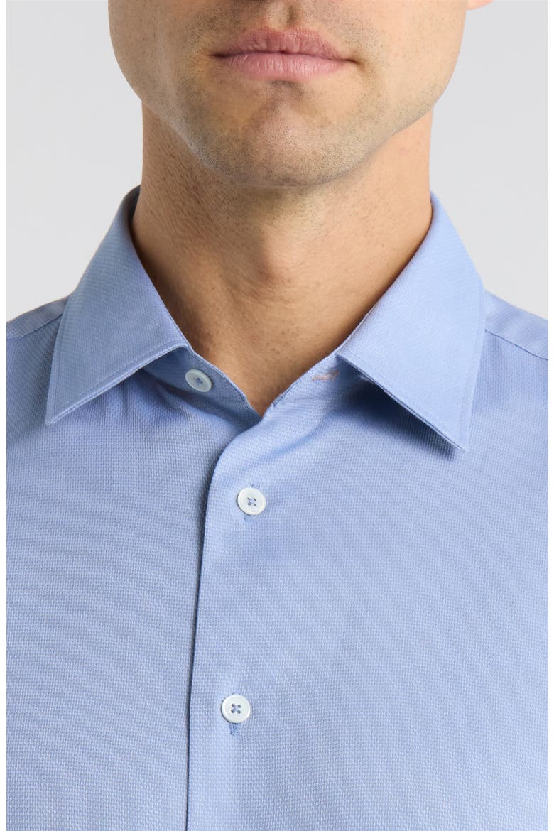 Tailored Fit Textured Cotton Dress Shirt, Alternate, color, BLUE