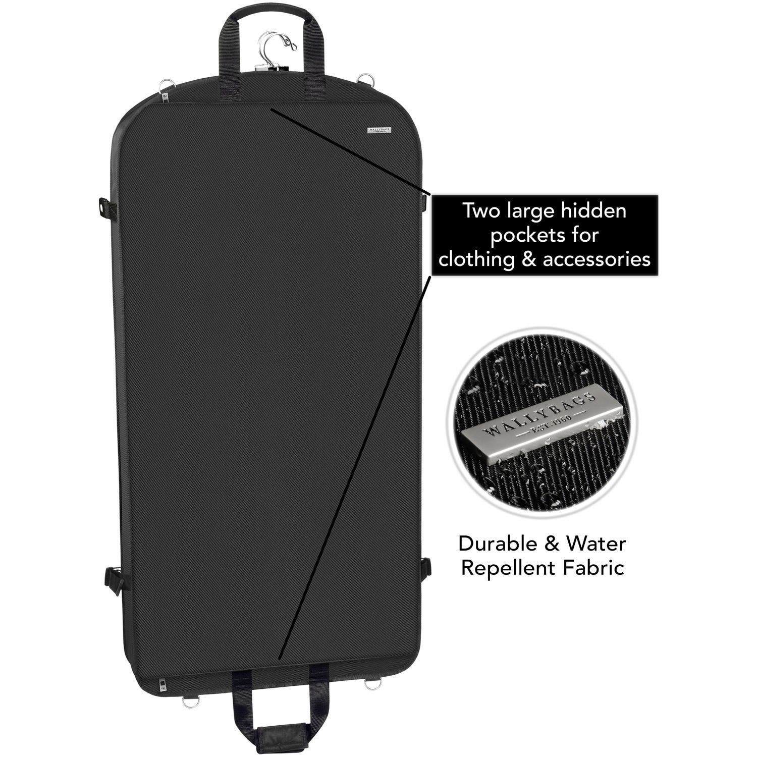 Wallybags 42" Premium Travel Garment Bag With Shoulder Strap,  Red, Alternate, color, Black