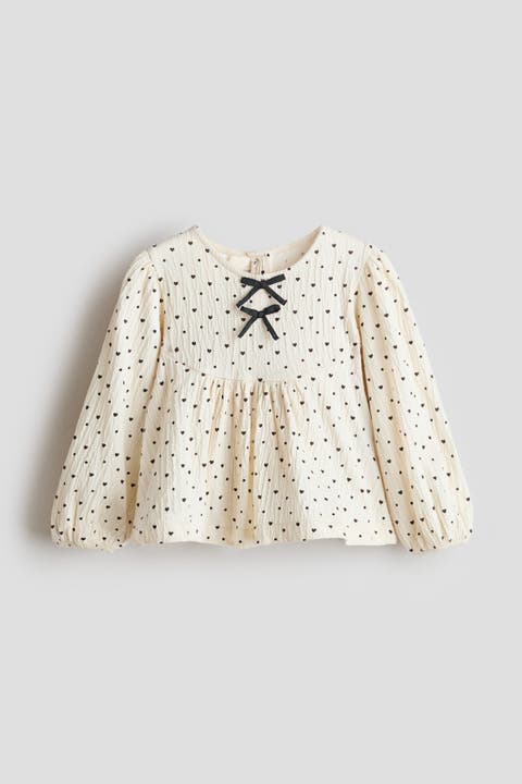 Bow-detail Crinkled Blouse