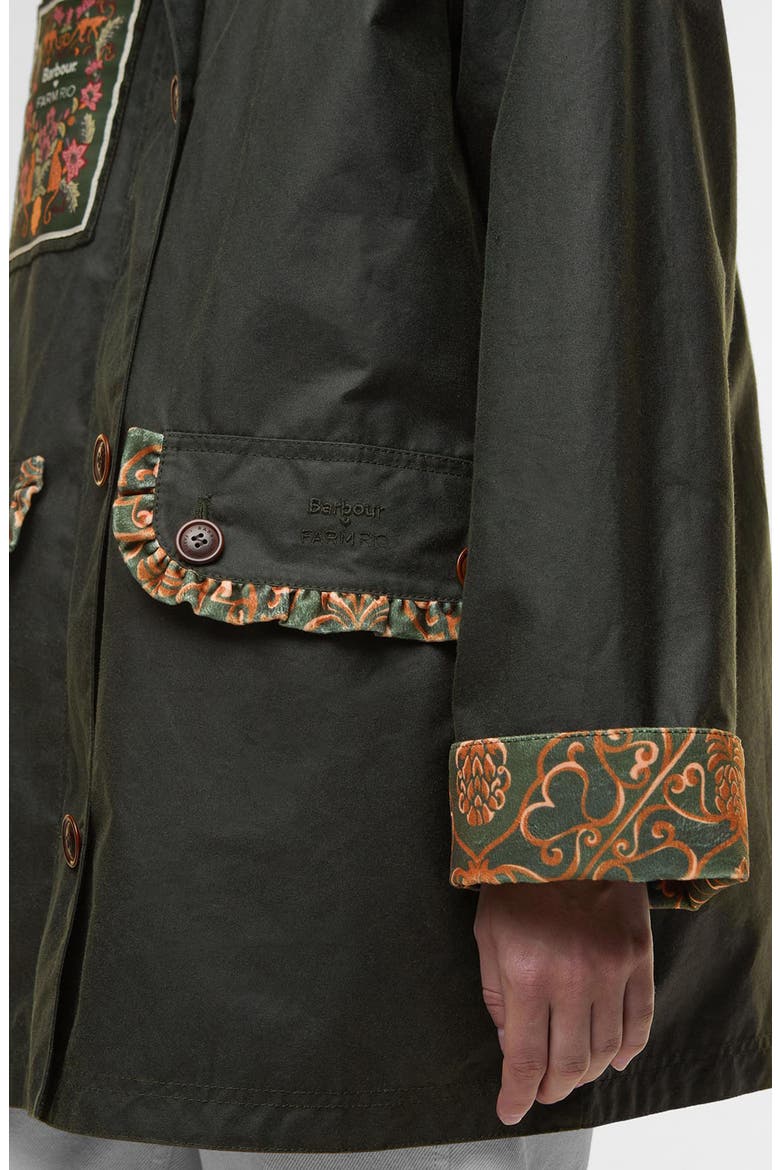 x FARM Rio Maria-Clara Waxed Jacket, Alternate, color, FERN/GREEN HEART PRI