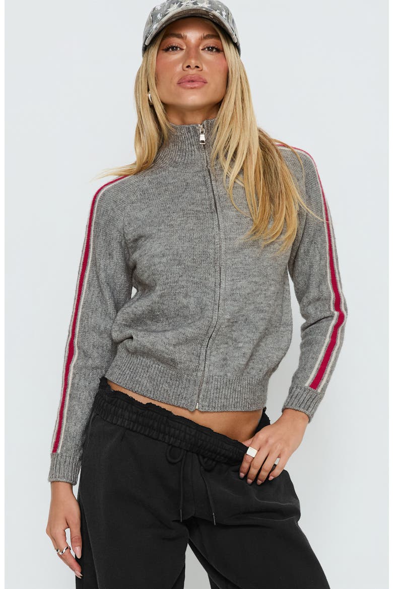 Caysey Front Zip Sweater, Alternate, color, GREY
