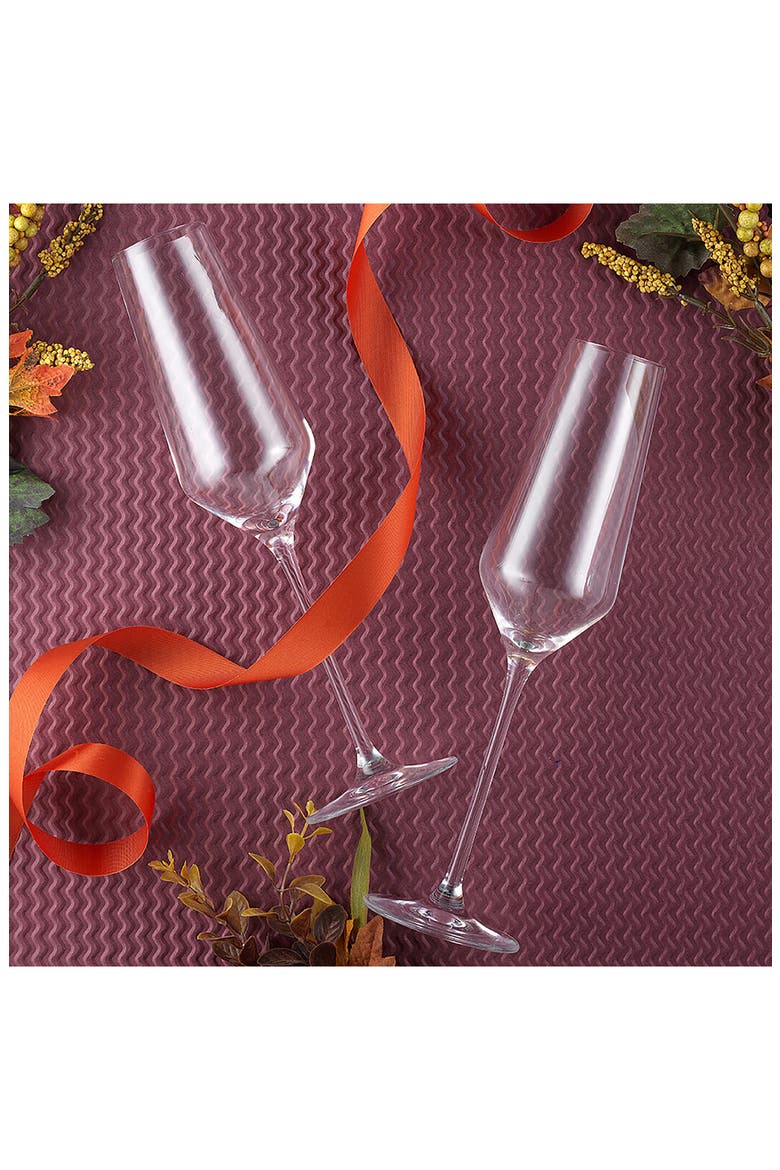 Set of 8 Layla Crystal Bubbles Flutes, Alternate, color, CLEAR