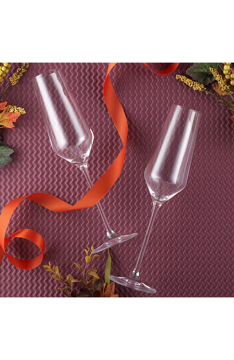 JoyJolt Set of 8 Layla Crystal Bubbles Flutes, Alternate, color, Clear