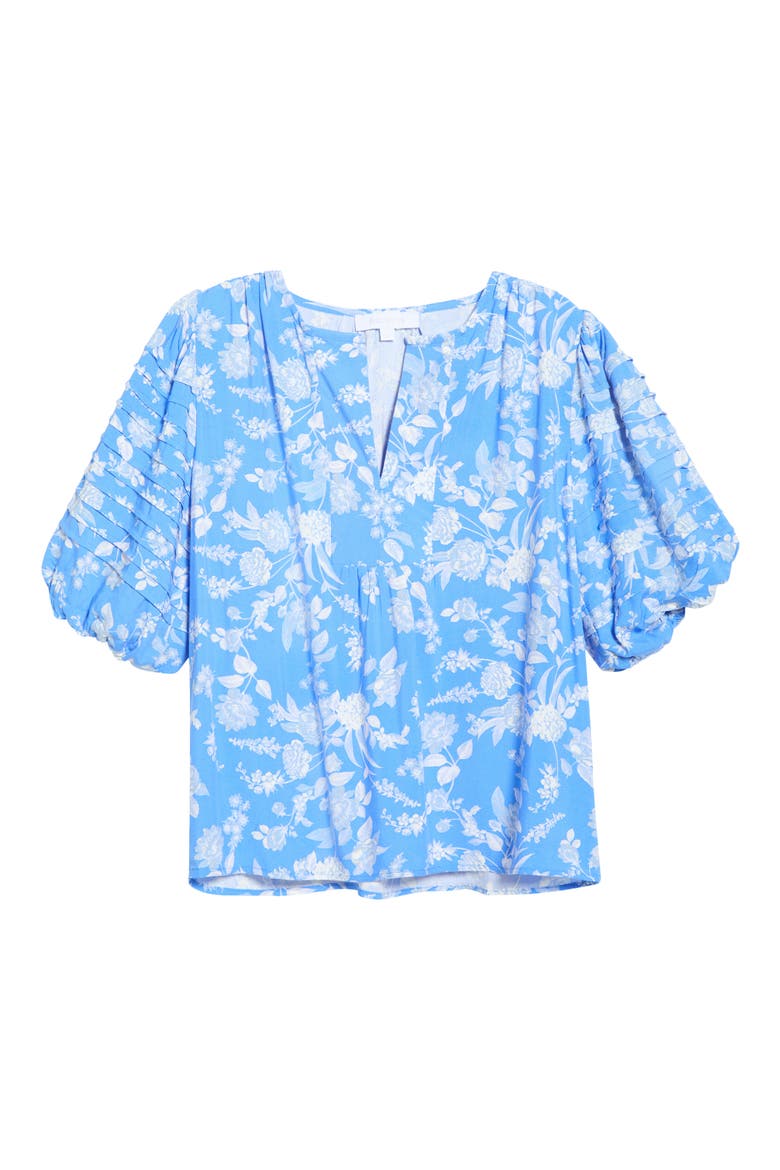 Odella Floral Print Top, Alternate, color, BLUE-WHITE