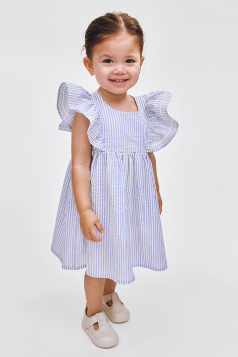 Flounce-trimmed Cotton Dress