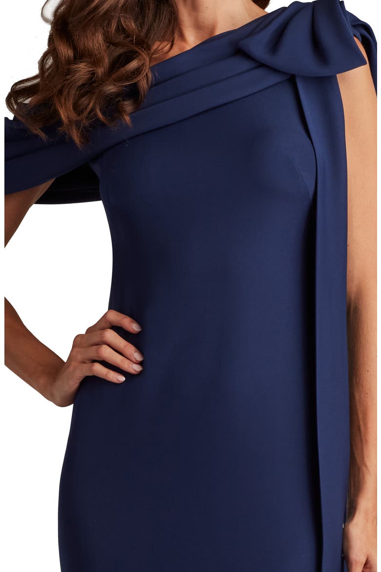One-Shoulder Crepe Column Gown, Alternate, color, NAVY
