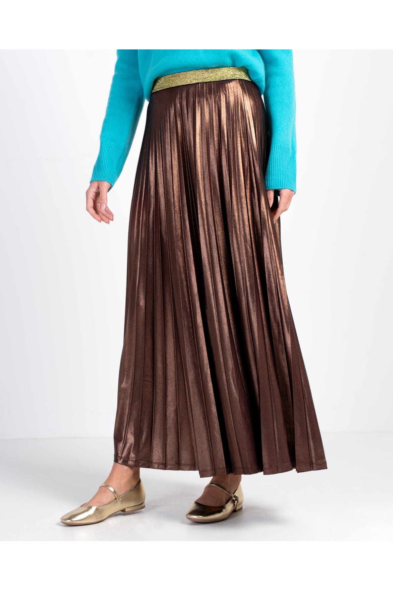 Metallic Full Pleated Skirt, Main, color, Rich Chocolate Shimmer