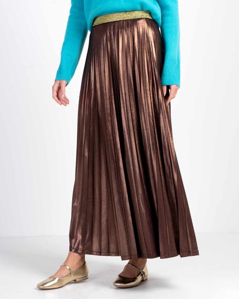 Metallic Full Pleated Skirt