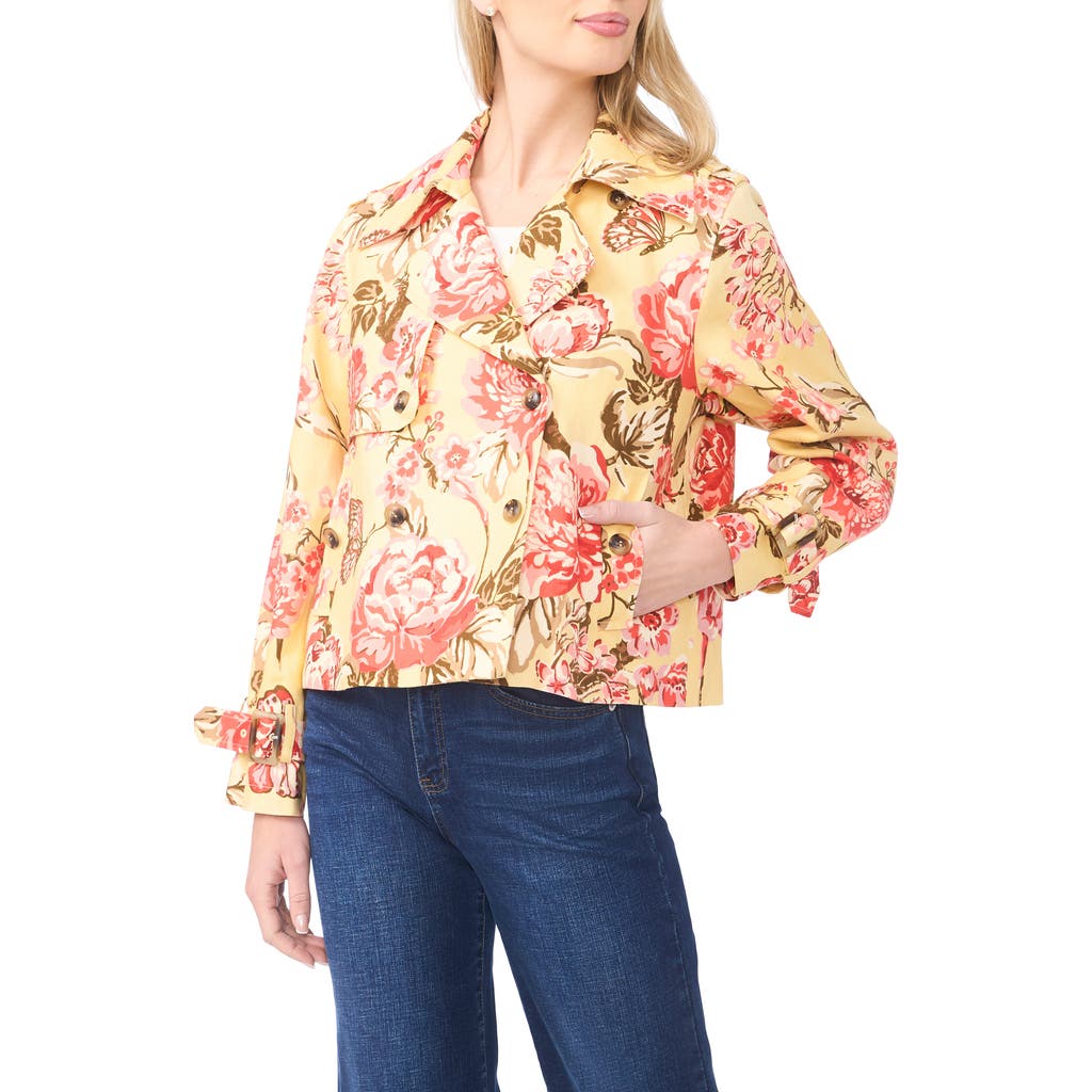 Ted Baker Leah Floral Crop Linen Trench Coat In Brown