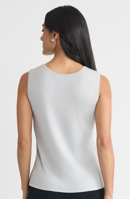 Ming Wang Plus Size Mid-length Lurex Scoop Neck Knit Tank In Gray