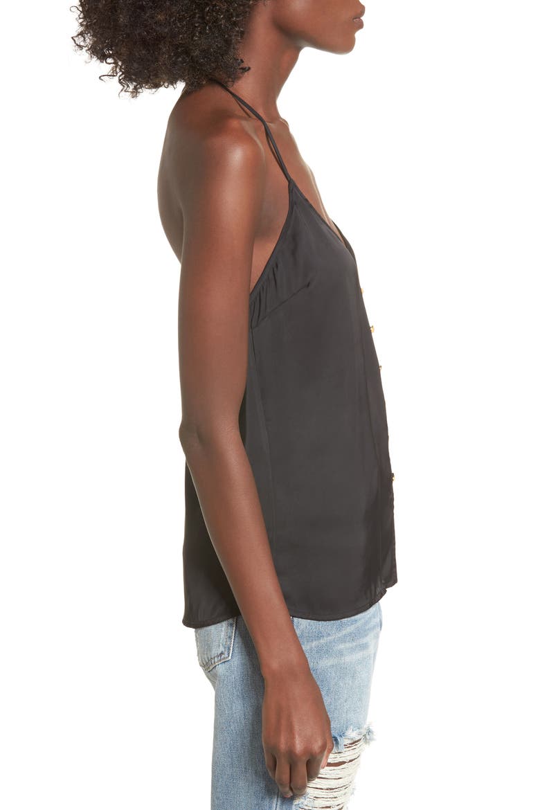 L'Academie The T-Back Velvet Camisole, Alternate, color, BLACK
