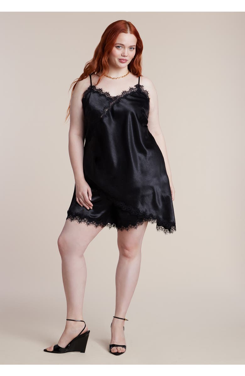 ELOQUII Lace Insert Cami Top, Alternate, color, Black Onyx