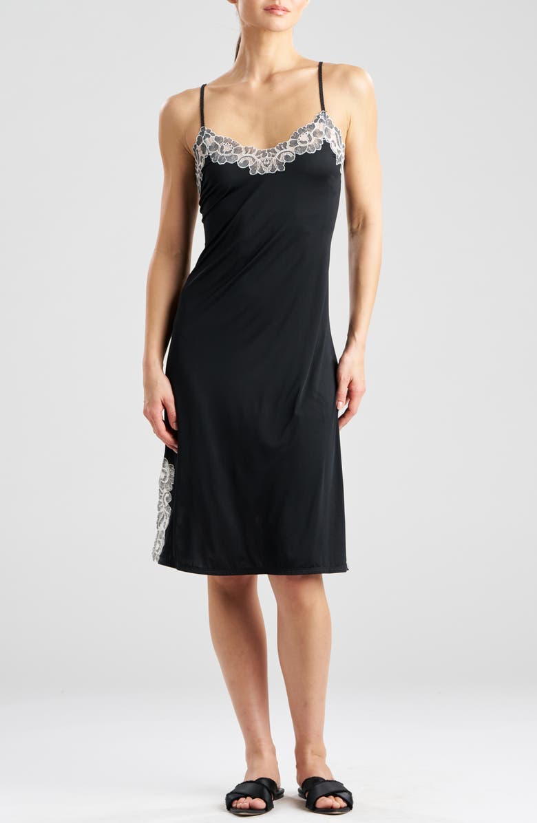 Natori Peony Enchant Nightgown, Main, color, Black