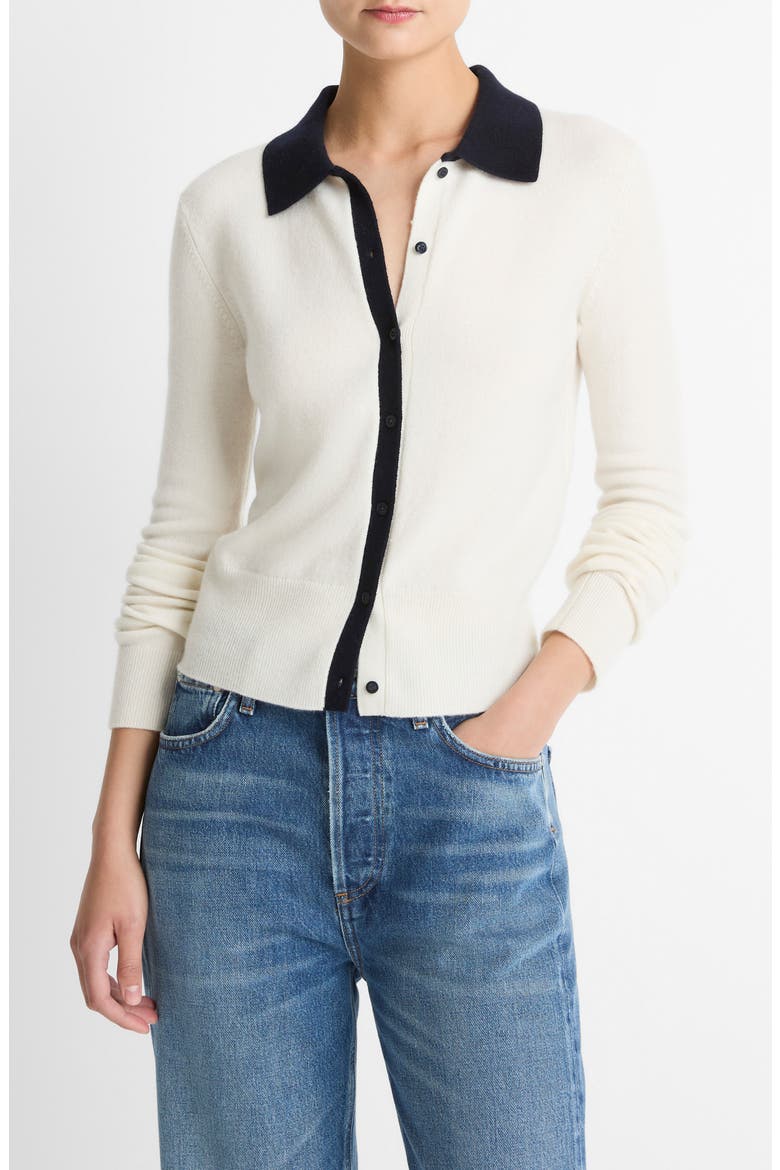 Wool & Cashmere Blend Cardigan, Main, color, OFF WHITE/ COASTAL