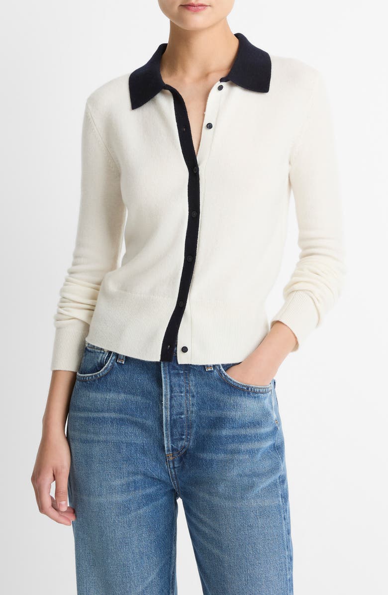 Vince Wool & Cashmere Blend Cardigan, Main, color, Off White/ Coastal