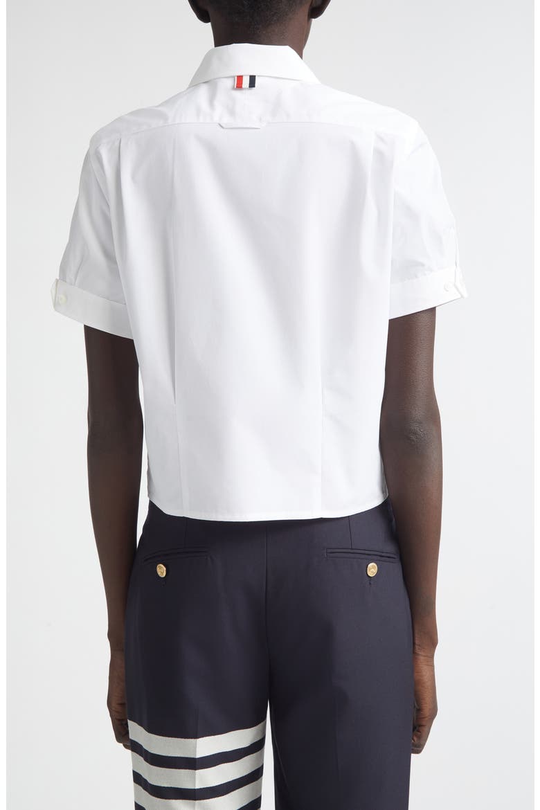 Pleated Cotton Poplin Button-Up Blouse, Alternate, color, WHITE