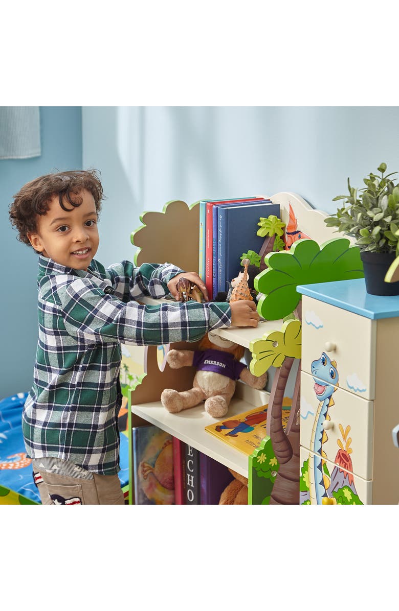 Teamson Kids Fantasy Fields Dinosaur Kingdom Wood Bookshelf, Alternate, color,