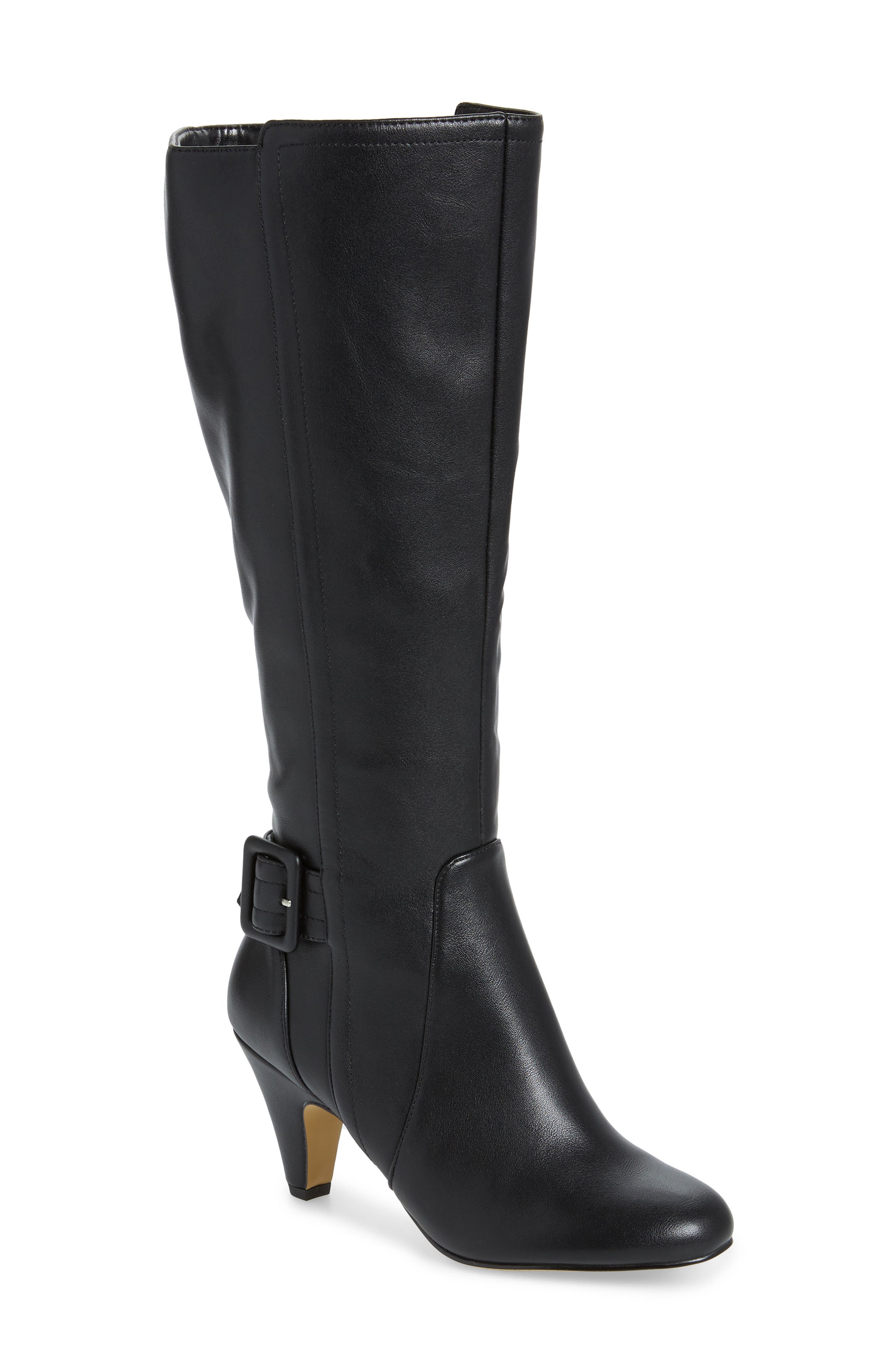 Bella Vita Troy Knee High Buckle Boot, Main, color, Black