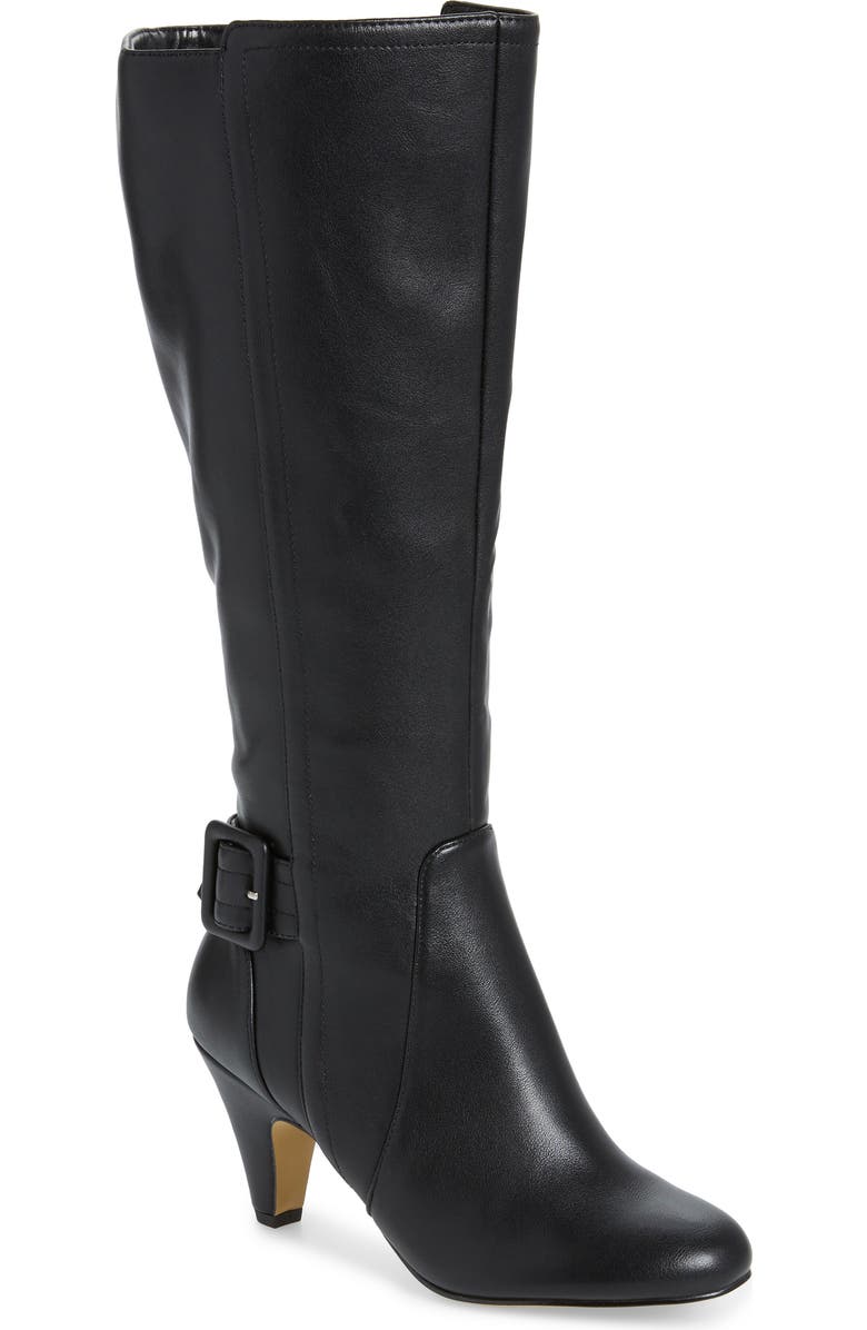 Bella Vita Troy Knee High Buckle Boot, Main, color, Black