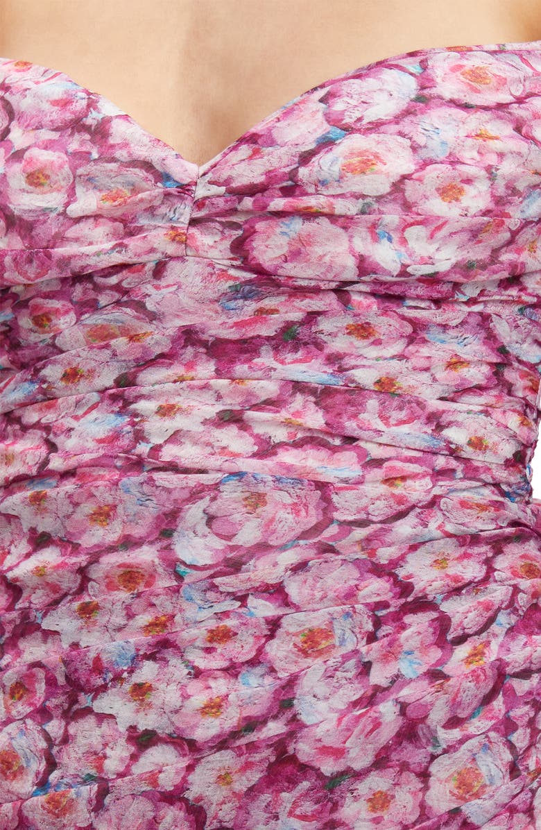 Bardot Sutton Print Off the Shoulder Long Sleeve Minidress, Alternate, color, Pink Floral