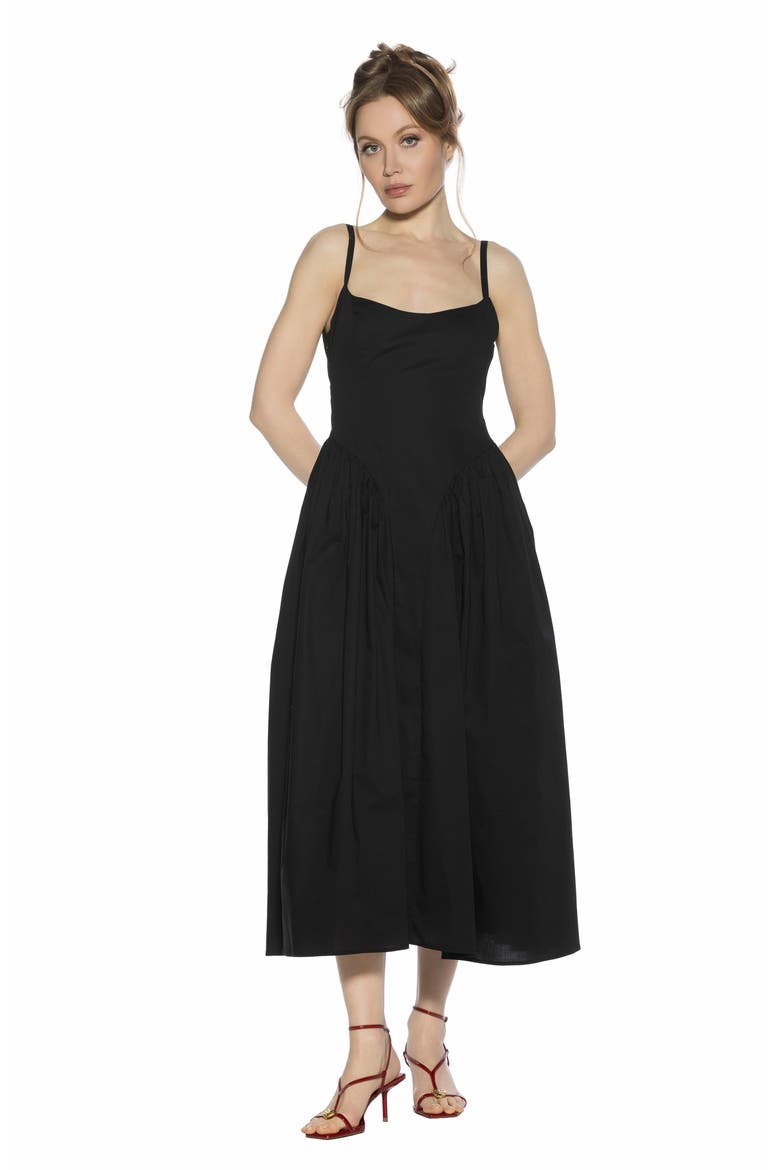 Thalassa Midi Dress, Alternate, color, BLACK