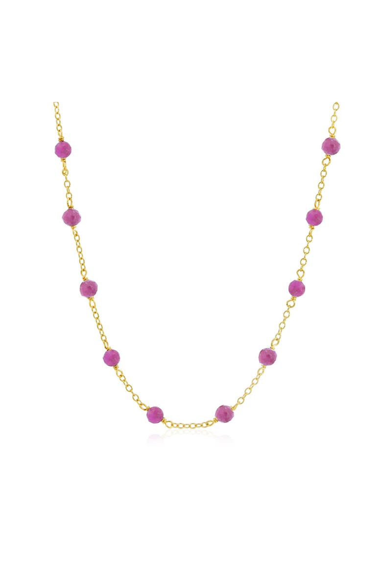 The Lovery Fine Jewelry Ruby Bead Chain Necklace, Main, color, Ruby