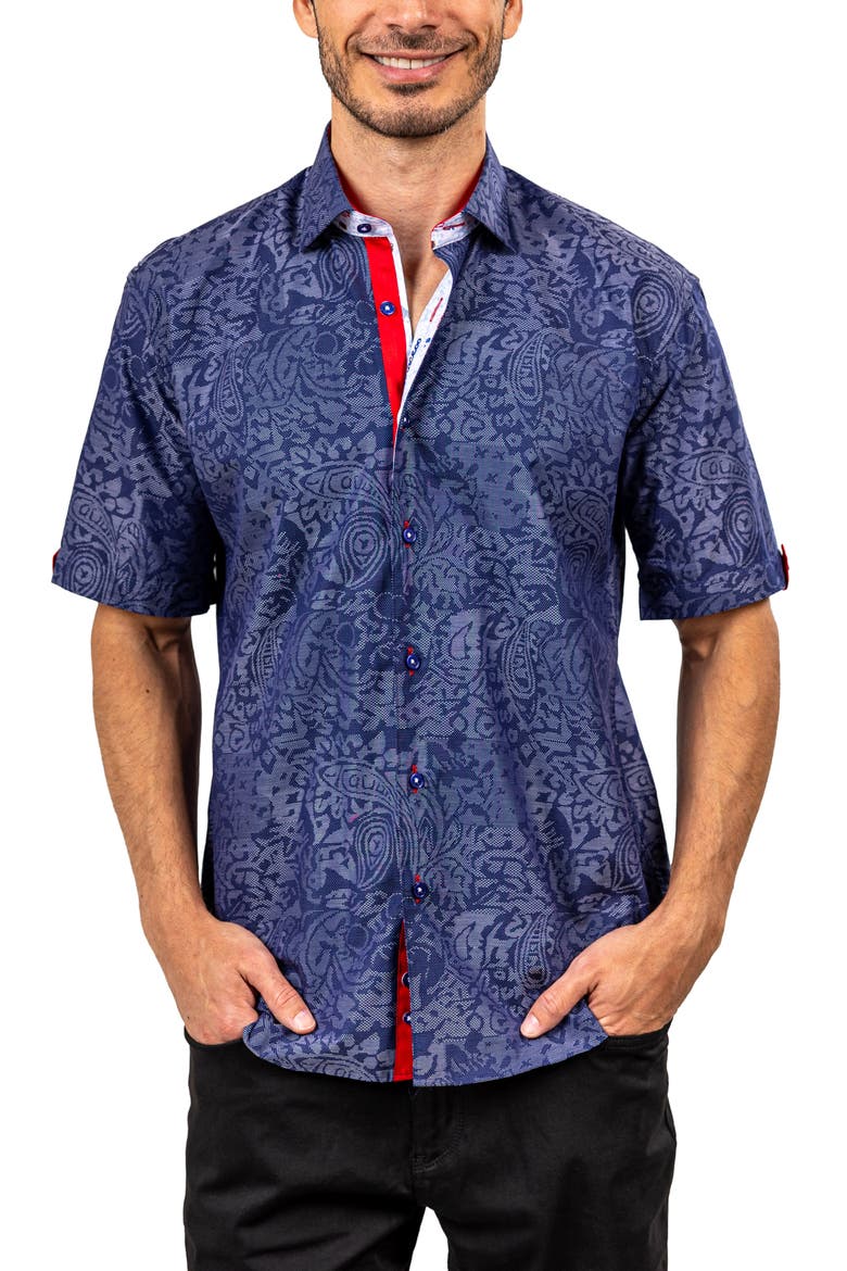 Galileo Ascension 0084 Contemporary Fit Short Sleeve Button-Up Shirt, Alternate, color, BLUE