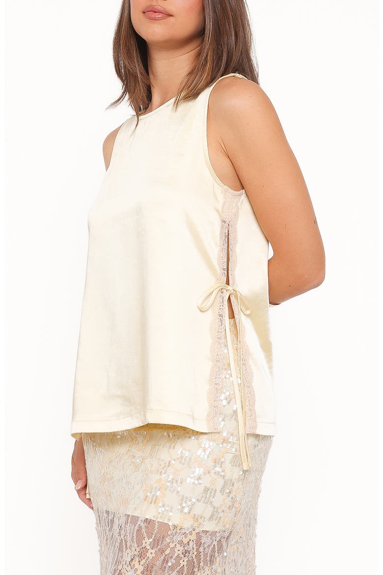 Coleman Side Slit Satin & Lace Top, Alternate, color, BUTTER YELLOW