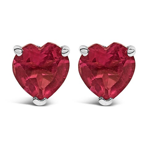 14K Gold 5MM Heart Cut Gemstone Solitaire Stud Earrings