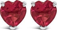 Haus of Brilliance 14K Gold 5MM Heart Cut Gemstone Solitaire Stud Earrings