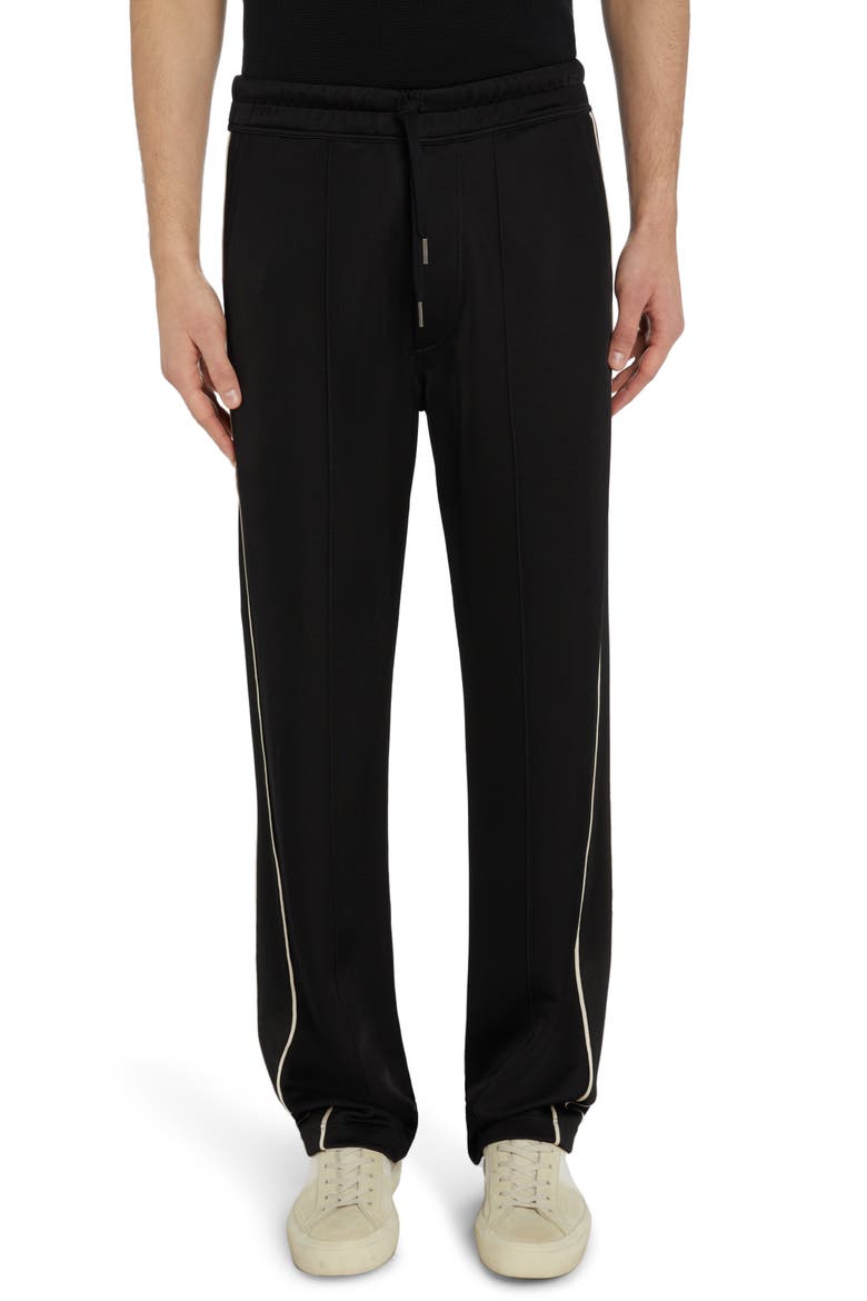 Luxury Stretch Jersey Sweatpants, Main, color, BLACK