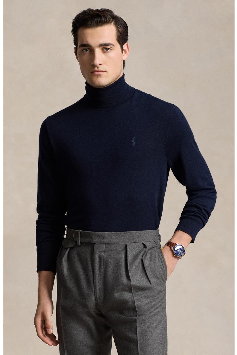 Merino Wool Turtleneck Sweater, Alternate, color, HUNTER NAVY