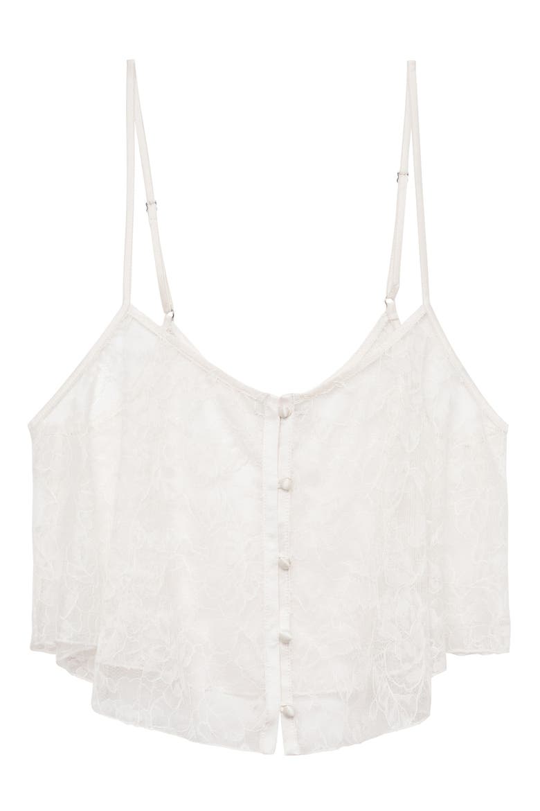 Flutter Sheer Lace Crop Camisole, Alternate, color, IVORY