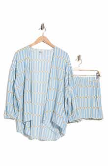 NORDSTROM RACK Flowy Beach Cover-Up Cardigan & Shorts Set