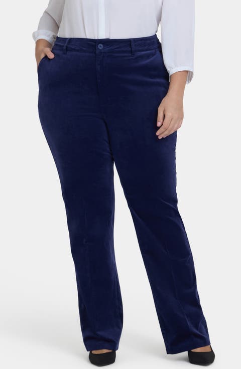 Straight Leg Velveteen Trouser Pants (Plus)