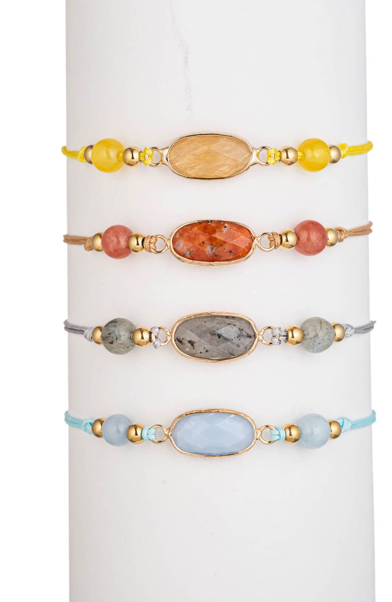 EYE CANDY LOS ANGELES Set of 4 Affirmation Semiprecious Stone Bracelets, Alternate, color, Gold/Happiness